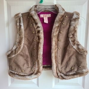 Candie's Faux Fur Trim Suade Vest XL